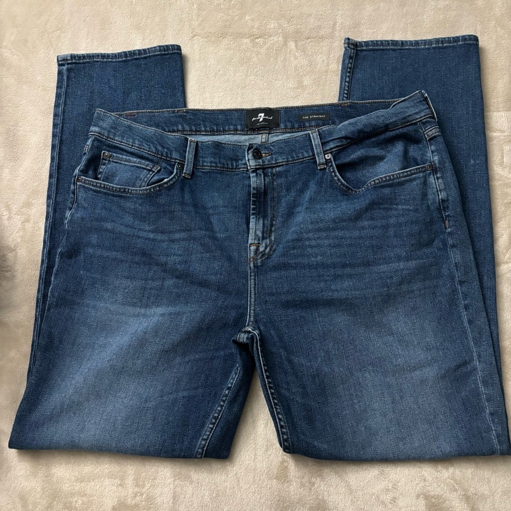 7 Forr All Mankind The Straight Men's Blue Denim Jeans Size 40